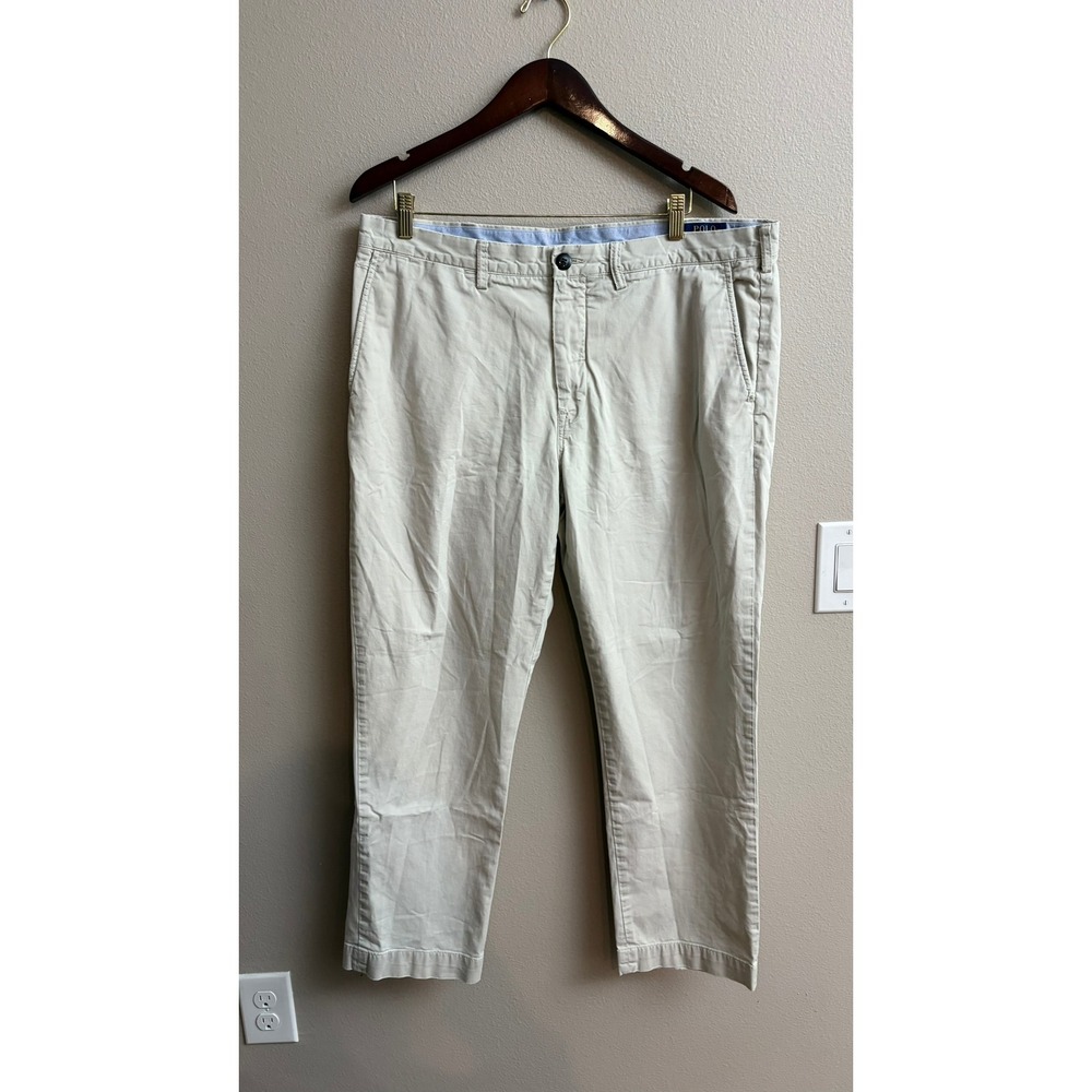 Polo Ralph Lauren Chino Pants 38/30 Beige Stretch Straight Fit Cotton Twill Mens